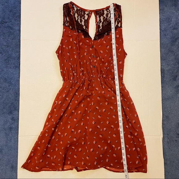 Fall Floral Open Back Halter Top Lace Button-Up Dress - Picture 10 of 10